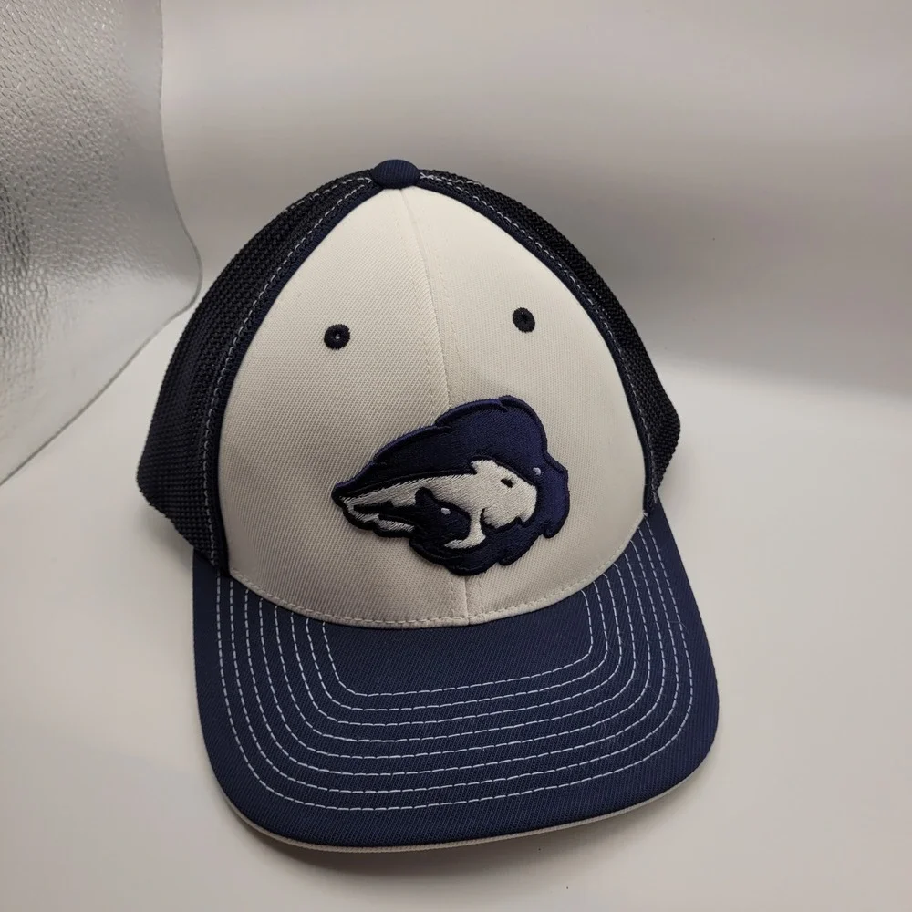 Pacific Headwear Buffalo Mascot Trucker Hat Navy White Mesh Snapback Cap PLP